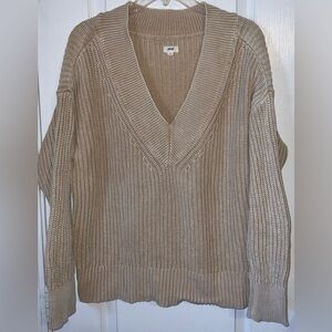 Aerie Tan V-Neck Sweater 100% cotton
